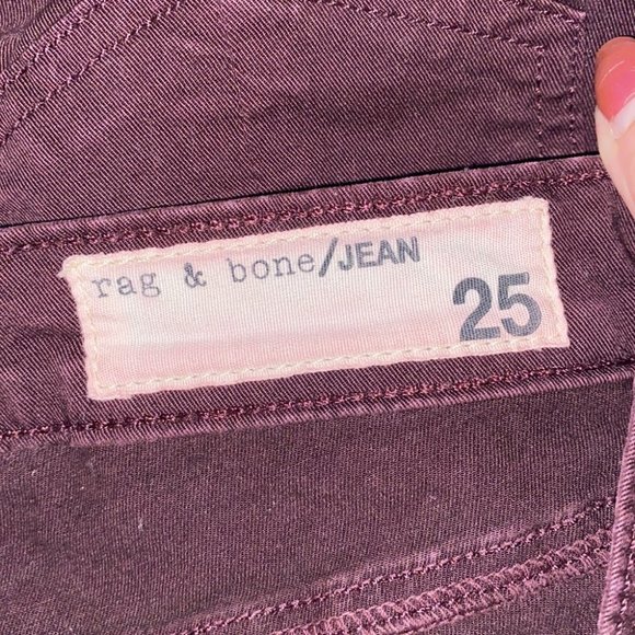 Rag & Bone Burgundy Devi Ankle Zip Skinny Jean Size 25 - Picture 10 of 13